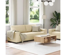 Sofa Dviejų dalių sofos komplektas su pagalvėlėmis, kreminės spalvos audinys