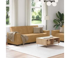Sofa Dviejų dalių sofos komplektas su pagalvėlėmis, rudas aksomas
