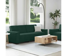 Sofa Dviejų dalių sofos komplektas su pagalvėlėmis, tamsiai žalias, aksomas
