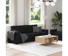 Sofa Dviejų dalių sofos komplektas su pagalvėlėmis, juodas audinys