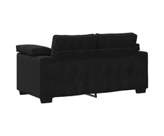 Sofa Dviejų dalių sofos komplektas su pagalvėlėmis, juodas aksomas
