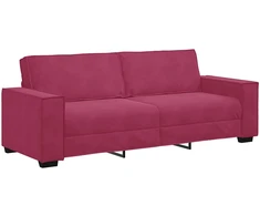 Sofa Dviejų dalių sofos komplektas su pagalvėlėmis, vyno raudonumo, aksomas