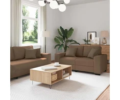 Sofa Dviejų dalių sofos komplektas su pagalvėlėmis, rudas audinys