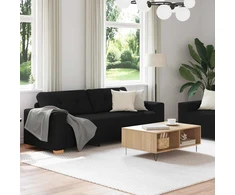 Sofa Dviejų dalių sofos komplektas su pagalvėlėmis, juodas audinys