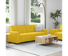Sofa Dviejų dalių sofos komplektas su pagalvėlėmis, geltonas aksomas