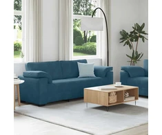 Sofa Dviejų dalių sofos komplektas su pagalvėlėmis, mėlynas aksomas