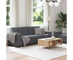 Sofa Dviejų dalių sofos komplektas su pagalvėlėmis, tamsiai pilkas, aksomas