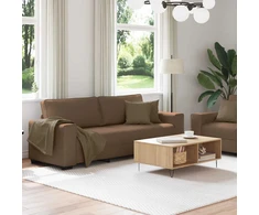 Sofa Dviejų dalių sofos komplektas su pagalvėlėmis, rudas audinys