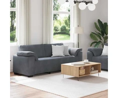 Sofa Dviejų dalių sofos komplektas su pagalvėlėmis, tamsiai pilkas, aksomas