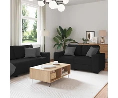 Sofa Dviejų dalių sofos komplektas su pagalvėlėmis, juodas audinys