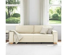 3-Vietis Sofa Smėlio 220 cm Lino mišinio audinys