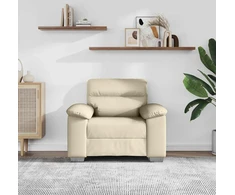 Sofa-kėdė, kreminės spalvos, 100x81x84 cm, dirbtinė oda