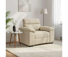 Sofa-kėdė, kreminės spalvos, 100x81x84 cm, audinys