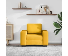 Sofa-kėdė, šviesiai geltona, 100x77x82 cm, velvetas, audinys