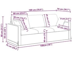 Sofa Kreminė 198 x 78 x 80 cm Aksomas
