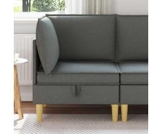 Kampinė Sofa su Saugykla Tamsiai pilka Audinys