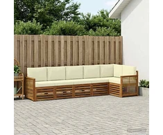 Sofa Lauko sofos komplektas 5 vnt. Natūralus ir grietinėlė