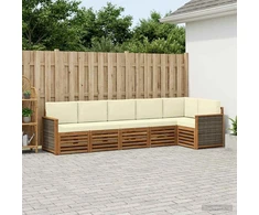 Sofa Lauko sofos komplektas 5 vnt. Natūralus ir grietinėlė