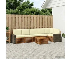 Sofa Lauko sofos komplektas 7 vnt. Natūralus ir grietinėlė