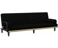 Sofa-lova su porankiais, juodos spalvos, audinys