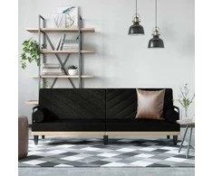 Sofa-lova su porankiais, juodos spalvos, audinys