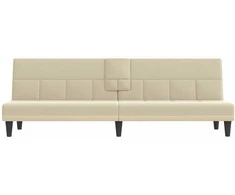 Sofa-lova su puodelių laikikliais, kreminės spalvos, audinys