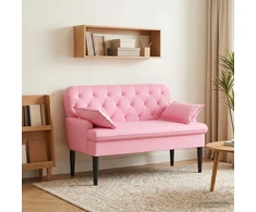 Sofa Minkštas kampas su mygtukų apmušalais Rožinė 111 x 68 x 80 cm