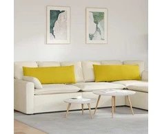 Sofa Pagalvės 2 pcs Geltona 120 x 40 cm Kordūrinis audinys
