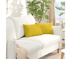 Sofa Pagalvės 2 pcs Geltona 50 x 30 cm Kordūrinis audinys
