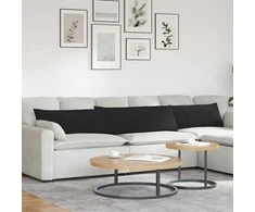 Sofa Pagalvės 2 pcs Juoda 200 x 40 cm audinys