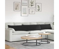 Sofa Pagalvės 2 pcs Juoda 200 x 40 cm Kordūrinis audinys