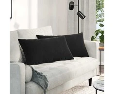 Sofa Pagalvės 2 pcs Juoda 80 x 40 cm Kordūrinis audinys