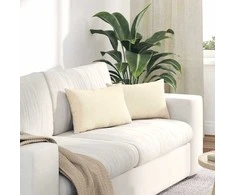 Sofa Pagalvės 2 pcs Kreminė 50 x 30 cm Kordūrinis audinys