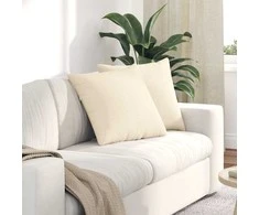 Sofa Pagalvės 2 pcs Kreminė 50 x 50 cm Kordūrinis audinys