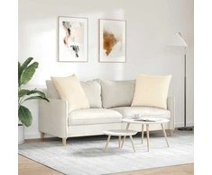 Sofa Pagalvės 2 pcs Kreminė 60 x 60 cm Kordūrinis audinys