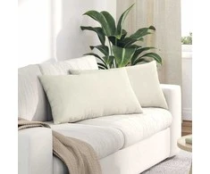 Sofa Pagalvės 2 pcs Kreminė 80 x 40 cm Kordūrinis audinys