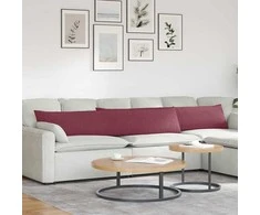 Sofa Pagalvės 2 pcs Vyno raudona 200 x 40 cm audinys