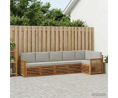 Sofa Lauko sofos komplektas 5 vnt. Natūrali ir šviesiai pilka