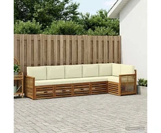 Sofa Lauko sofos komplektas 5 vnt. Natūralus ir grietinėlė