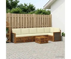 Sofa Lauko sofos komplektas 6 vnt. Natūralus ir grietinėlė