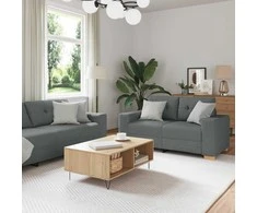 Sofa 3 pcs Tamsiai pilka 221 x 80 x 80 cm Lino mišinio audinys