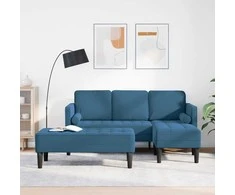 Sofa Sofos komplektas su pagalve 2 pcs Mėlyna Poliesteris