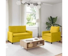 Sofa Sofos komplektas 2 pcs Geltona Aksomas