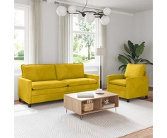 Sofa Sofos komplektas 2 pcs Geltona Aksomas
