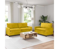 Sofa Sofos komplektas 2 pcs Geltona Aksomas
