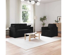 Sofa Sofos komplektas 2 pcs Juoda 138 x 78 x 80 cm Aksomas