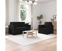 Sofa Sofos komplektas 2 pcs Juoda 138 x 78 x 80 cm Aksomas