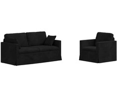 Sofa Sofos komplektas 2 pcs Juoda 158 x 78 x 80 cm Aksomas