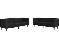 Svetainės sofa 2 pcs Juoda 194 x 74,5 x 70,5 cm Dirbtinė oda