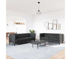 Svetainės sofa 2 pcs Juoda 194 x 74,5 x 70,5 cm Dirbtinė oda